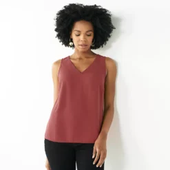 Petite Nine West V-Neck Tank -Deals My Glow Wardrobe Store 4957403 Mauve