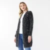 Women's Nine West Car Coat Cardigan 2 Women's Nine West Car Coat Cardigan -Deals My Glow Wardrobe Store 4972563 Black Gray Zebra