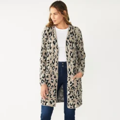 Women's Nine West Car Coat Cardigan -Deals My Glow Wardrobe Store 4972563 Cheetah