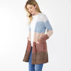 Women's Nine West Car Coat Cardigan -Deals My Glow Wardrobe Store 4972563 Terracotta Mix Stripe