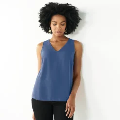 Women's Nine West V-Neck Tank -Deals My Glow Wardrobe Store 4974987 Blue