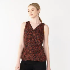 Women's Nine West V-Neck Tank -Deals My Glow Wardrobe Store 4974987 Brown Cheetah