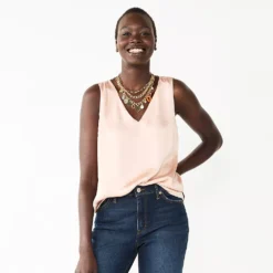 Women's Nine West V-Neck Tank -Deals My Glow Wardrobe Store 4974987 Faint Whisper Satin