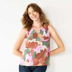 Women's Nine West V-Neck Tank -Deals My Glow Wardrobe Store 4974987 Graphic Animal Camo