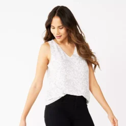 Women's Nine West V-Neck Tank -Deals My Glow Wardrobe Store 4974987 Gray Flowy Animal