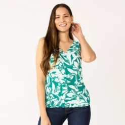 Women's Nine West V-Neck Tank -Deals My Glow Wardrobe Store 4974987 Green Floral