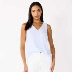 Women's Nine West V-Neck Tank -Deals My Glow Wardrobe Store 4974987 Light Blue Ikat