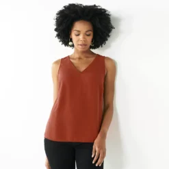 Women's Nine West V-Neck Tank -Deals My Glow Wardrobe Store 4974987 Maple Chili
