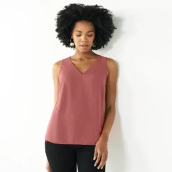 Women's Nine West V-Neck Tank -Deals My Glow Wardrobe Store 4974987 Mauve Jewel