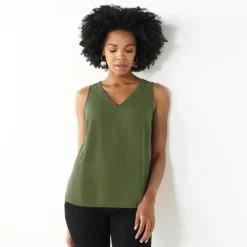 Women's Nine West V-Neck Tank -Deals My Glow Wardrobe Store 4974987 Olive