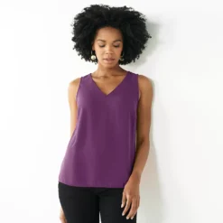 Women's Nine West V-Neck Tank -Deals My Glow Wardrobe Store 4974987 Pansy Plum