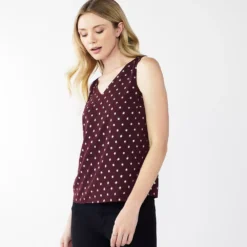 Women's Nine West V-Neck Tank -Deals My Glow Wardrobe Store 4974987 Plum Foil Dot