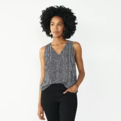 Women's Nine West V-Neck Tank -Deals My Glow Wardrobe Store 4974987 Twisted Black