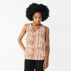 Women's Nine West V-Neck Tank -Deals My Glow Wardrobe Store 4974987 Wine Gold Print