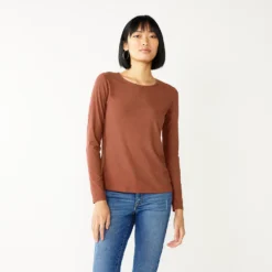 Women's Nine West Essential Soft-Spun Long Sleeve Crewneck Tee