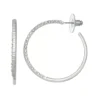 Nine West Silver Tone C Pave Hoop Earrings