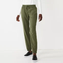 Women's Nine West Elastic-Cuff Relaxed Jogger Pants -Deals My Glow Wardrobe Store 5028329 Infantry Olive