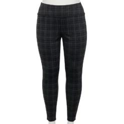 Plus Size Nine West Seamed Tummy-Control Ponte Leggings -Deals My Glow Wardrobe Store 5035946 Gray Plaid