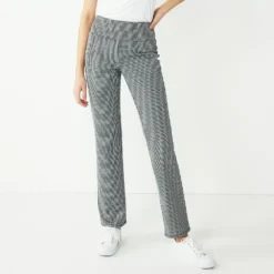 Women's Nine West Tummy-Control Ponte Bootcut Pants -Deals My Glow Wardrobe Store 5078839 Black White Mini Plaid