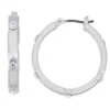 Nine West Silver Tone Small Hoop Earrings with Simulated Crystal Accents