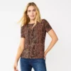 Petite Nine West Essential Crewneck Tee -Deals My Glow Wardrobe Store 5086783 Black And Brown Dots