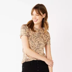 Petite Nine West Essential Crewneck Tee -Deals My Glow Wardrobe Store 5086783 Cheetah