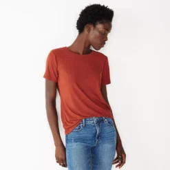 Petite Nine West Essential Crewneck Tee -Deals My Glow Wardrobe Store 5086783 Marsala Rib