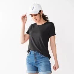 Petite Nine West Essential Crewneck Tee -Deals My Glow Wardrobe Store 5086783 Mineral Black