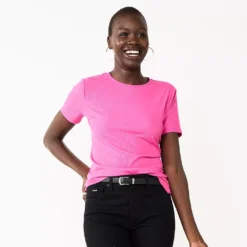 Petite Nine West Essential Crewneck Tee -Deals My Glow Wardrobe Store 5086783 Raspberry Soda Rib