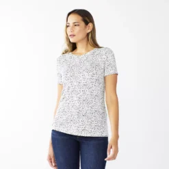 Petite Nine West Essential Crewneck Tee -Deals My Glow Wardrobe Store 5086783 White Small Cheetah