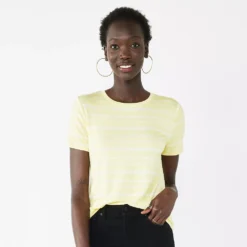 Petite Nine West Essential Crewneck Tee -Deals My Glow Wardrobe Store 5086783 Yellow Stripe
