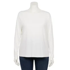 Plus Size Nine West Long Sleeve Crewneck Top
