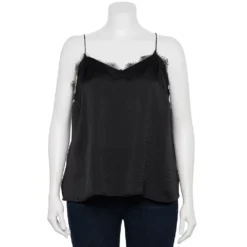Plus Size Nine West V-Neck Camisole -Deals My Glow Wardrobe Store 5114982 Black