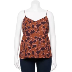 Plus Size Nine West V-Neck Camisole -Deals My Glow Wardrobe Store 5114982 Brown Vine Floral