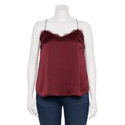 Plus Size Nine West V-Neck Camisole -Deals My Glow Wardrobe Store 5114982 Vintage Wine