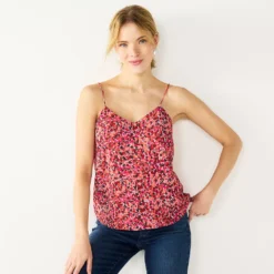 Petite Nine West V-Neck Layering Camisole -Deals My Glow Wardrobe Store 5120912 Pink Floral