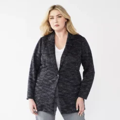 Plus Size Nine West Relaxed Knit Blazer -Deals My Glow Wardrobe Store 5128594 Gray Spacedye