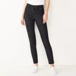 Petite Nine West Slim-Cut Ankle Pants -Deals My Glow Wardrobe Store 5176086 Black White Grid