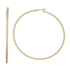 Nine West Gold Tone Large Textured Hoop Earrings