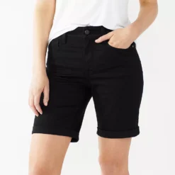 Women's Nine West Slimming Pocket High-Waisted Bermuda Shorts -Deals My Glow Wardrobe Store 5204233 Mineral Black