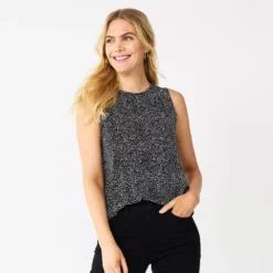 Nine West Essential Easy High-Neck Tank -Deals My Glow Wardrobe Store 5214280 Black Animal