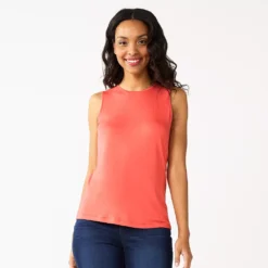 Nine West Essential Easy High-Neck Tank -Deals My Glow Wardrobe Store 5214280 Marine Coral