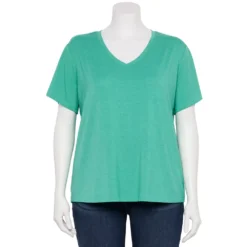 Plus Size Nine West Essential Soft Spun Short Sleeve V-Neck Top -Deals My Glow Wardrobe Store 5233799 Reef