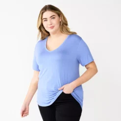 Plus Size Nine West Essential Soft Spun Short Sleeve V-Neck Top -Deals My Glow Wardrobe Store 5233799 Valentina Peri