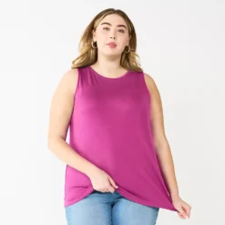 Plus Size Nine West Essential Easy High-Neck Tank 53 Plus Size Nine West Essential Easy High-Neck Tank -Deals My Glow Wardrobe Store 5234070 Magenta Daisy
