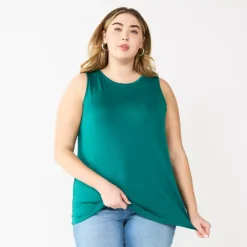 Plus Size Nine West Essential Easy High-Neck Tank 55 Plus Size Nine West Essential Easy High-Neck Tank -Deals My Glow Wardrobe Store 5234070 Night Tide