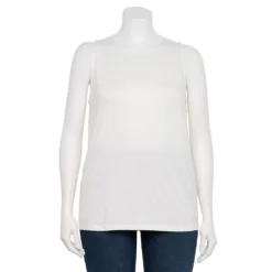 Plus Size Nine West Essential Easy High-Neck Tank 33 Plus Size Nine West Essential Easy High-Neck Tank -Deals My Glow Wardrobe Store 5234070 White