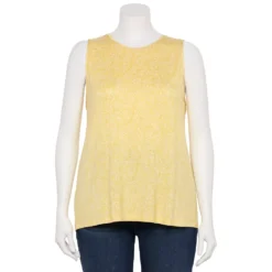 Plus Size Nine West Essential Easy High-Neck Tank 45 Plus Size Nine West Essential Easy High-Neck Tank -Deals My Glow Wardrobe Store 5234070 Yellow Palms