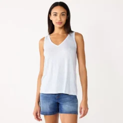 Petite Nine West Essential V-Neck Easy Tank -Deals My Glow Wardrobe Store 5234801 Light Blue Ikat