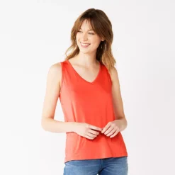 Petite Nine West Essential V-Neck Easy Tank -Deals My Glow Wardrobe Store 5234801 Red